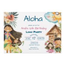 Aloha Luau Barnkalasinbjudan