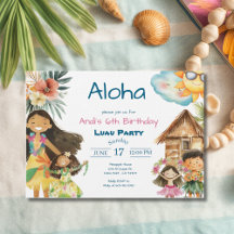 Aloha Luau Barnkalasinbjudan