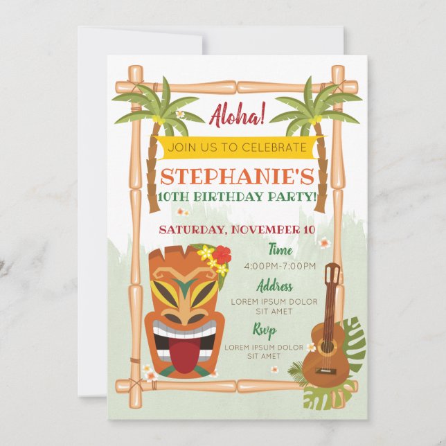Aloha Luau Birthday-inbjudan Inbjudningar (Framsida)