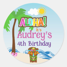 Aloha Luau Birthday Runt Klistermärke