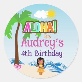 Aloha Luau Birthday Runt Klistermärke