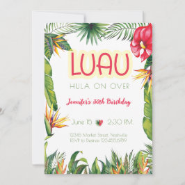 Aloha Luau Birthday Tropical Blommigt Party Inbjudningar