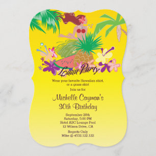 Aloha Luau födelsedagsfest Inbjudningar