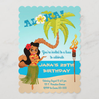 Aloha Luau Födelsedagsfest Inbjudningar