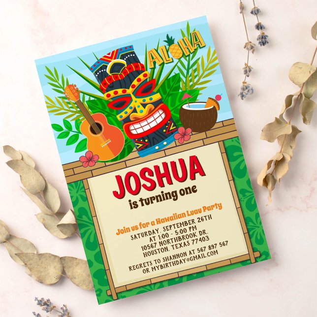 Aloha Luau Hawaiian Tropical Summer Birthday Inbjudningar (Skapare uppladdad)