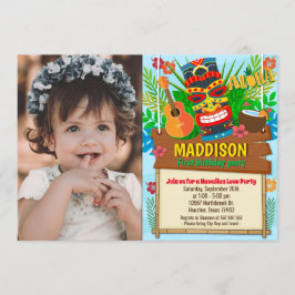 Aloha Luau Hawaiian Tropical Summer Birthday Photo Inbjudningar