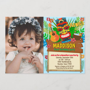 Aloha Luau Hawaiian Tropical Summer Birthday Photo Inbjudningar