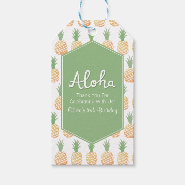 Aloha Luau Pineapple Mönster Tack Gift Märkres Presentetikett (Framsidan)