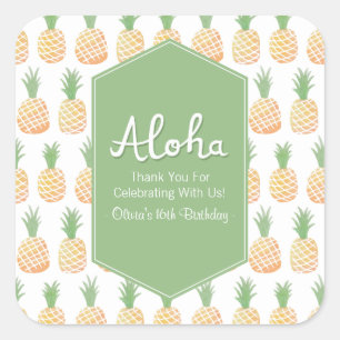 Aloha Luau Pineapple Mönster Tack Klistermärken