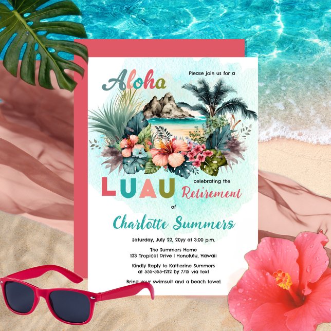 Aloha Luau Tropical Island Beach Pension Party Inbjudningar (Skapare uppladdad)