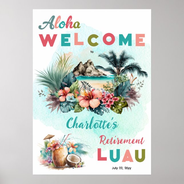 Aloha Luau Tropical Island Beach Pension Party Poster (Framsidan)