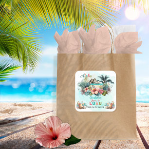 Aloha Luau Tropical Island Beach Sweet 16 Party Fyrkantigt Klistermärke