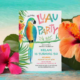 Aloha Luau Tropical Parrot Birthday Inbjudningar