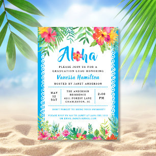 Aloha Luau Tropical Studenten Blue-inbjudan Inbjudningar