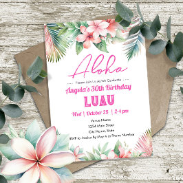 Aloha Luau Tropical Vuxen Birthday Inbjudningar