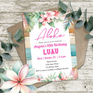 Aloha Luau Tropical Vuxen Birthday Inbjudningar