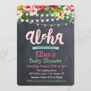 Aloha Luau Tropisk Baby Shower Inbjudan