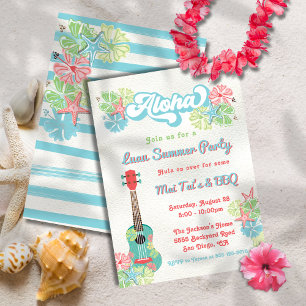 Aloha Luau Tropisk Blommig Sommarfest Inbjudningar