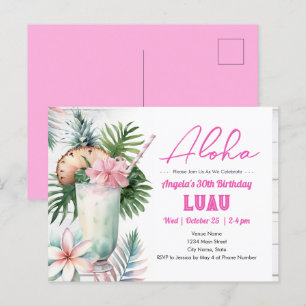 Aloha Luau Tropisk Drink Vuxen Födelsedag Vykort