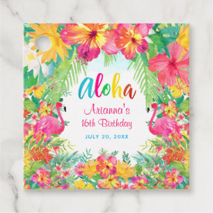 Aloha Luau Tropisk Flamingo Gåvor Etiketter