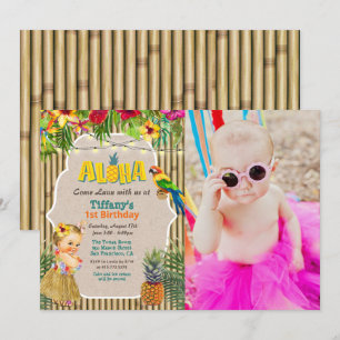 Aloha Luau Tropisk Födelsedagsinbjudan Med Foto Inbjudningar