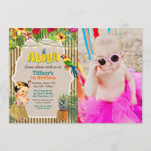 Aloha Luau Tropisk Födelsedagsinbjudan Med Foto Inbjudningar