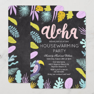 Aloha Luau Tropisk Inflyttningsfest Inbjudan