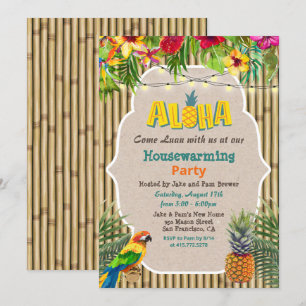 Aloha Luau Tropisk Invitation till husvärmning Inbjudningar