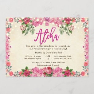 Aloha Luau Tropisk Invitation Till Inflyttningsfes Inbjudningar