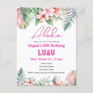 Aloha Luau Tropisk Vuxen Födelsedag Vykort