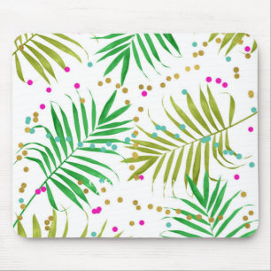 Aloha Luau Tropiska blad och roliga konfettipunkte Musmatta