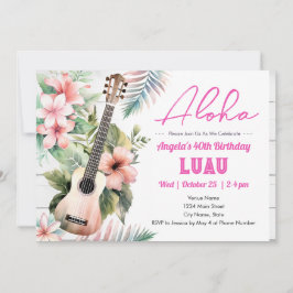 Aloha Luau ukulele Vuxen Birthday Inbjudningar