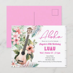 Aloha Luau ukulele Vuxen Birthday Vykort