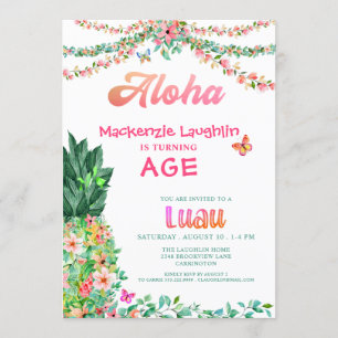 ALOHA Luau Vilken tropisk Blommigt Pineapple från Inbjudningar