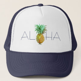 Aloha med Vintage Illustration av Ananas Truckerkeps
