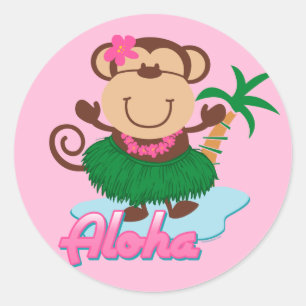 Aloha Monkey Sticker Runt Klistermärke