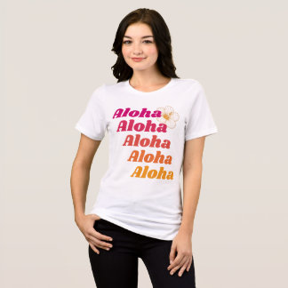 Aloha-mönster Hibiskus Rosa Orange Hawaii Blommig T Shirt