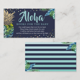 Aloha Navy Blue Pineapple Baby Shower Bok-begäran Tilläggskort