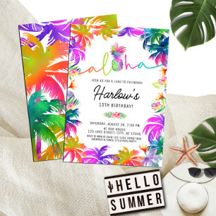 Aloha Neon Tropical Luau Sommardag, Roligt Inbjudningar