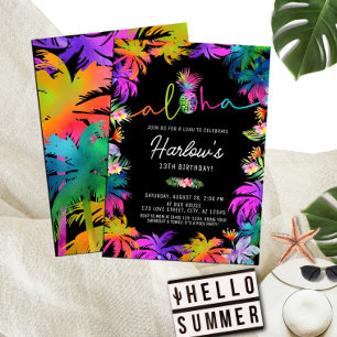 Aloha Neon Tropical Luau Sommardag, Roligt Inbjudningar