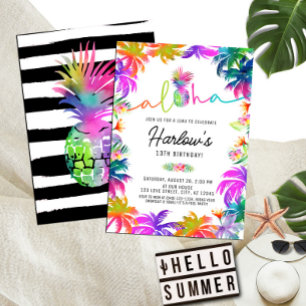 Aloha Neon Tropical Luau Sommardag, Roligt Inbjudningar
