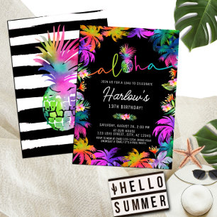 Aloha Neon Tropical Luau Sommardag, Roligt Inbjudningar