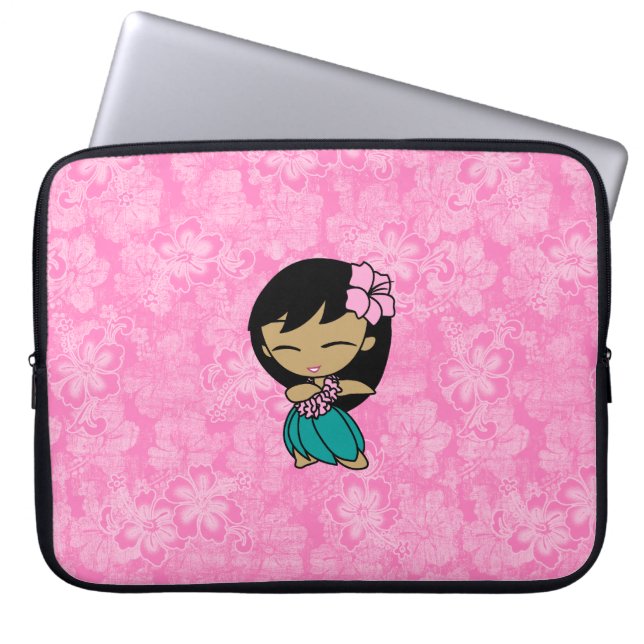 Aloha Neoprene för hibiskus för honungHula flicka Laptop Sleeve (Framsidan)