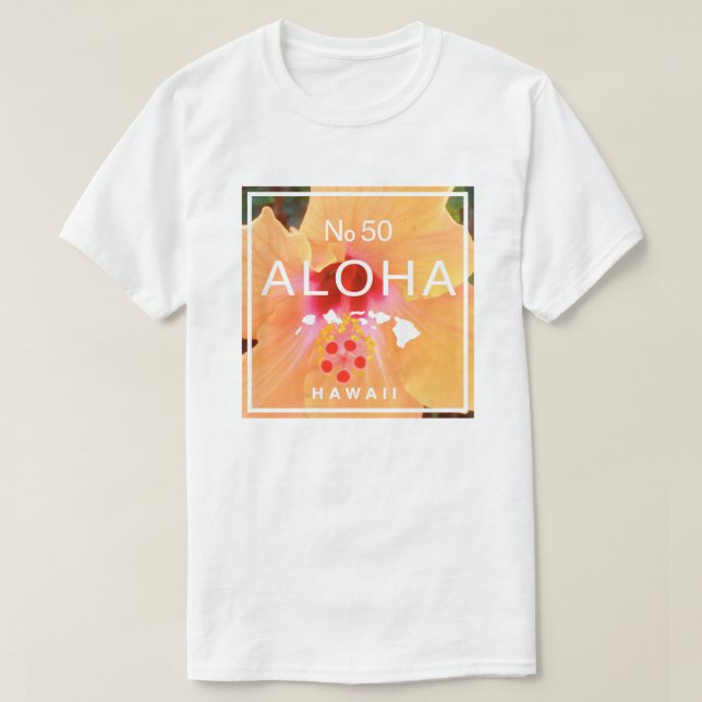 Aloha nr 50 Orange Hibiscus T Shirt (Design framsida)