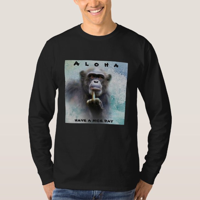 Aloha Offensisive Funny Chimpanzee Mitten Finger T Shirt (Framsida)