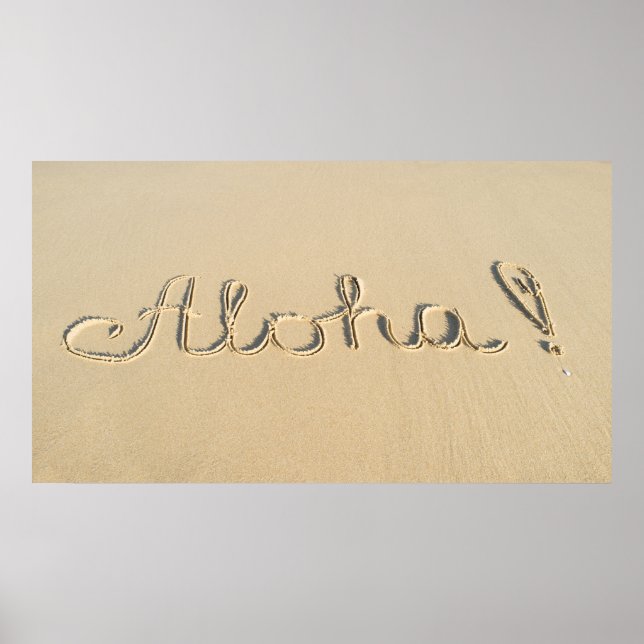Aloha ord-skylt på stranden poster (Framsidan)
