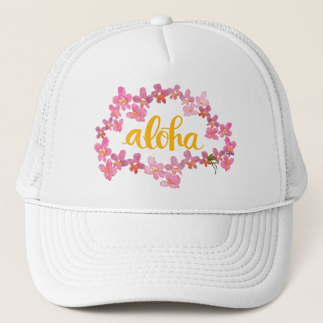 Aloha orkidé lei keps (Framsida)
