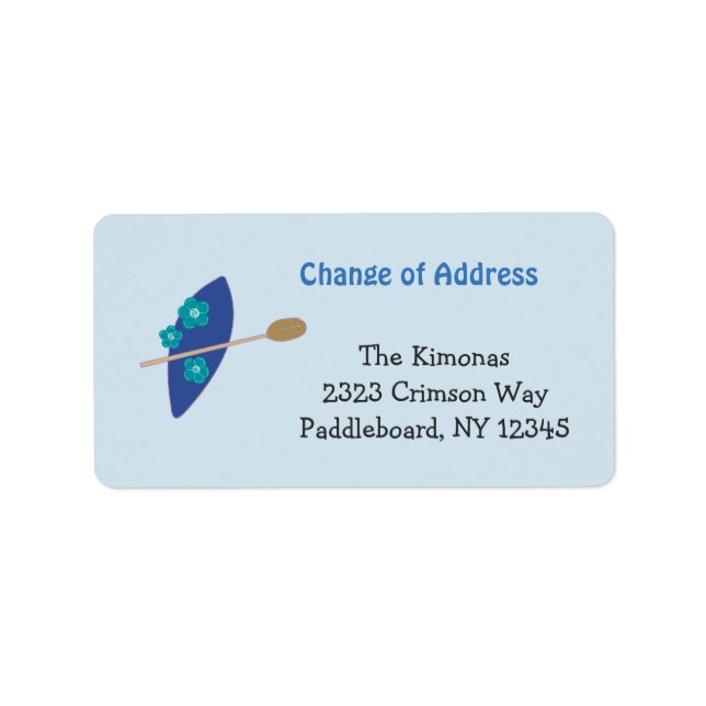 Aloha Paddle Board Adressetikett (Framsidan)