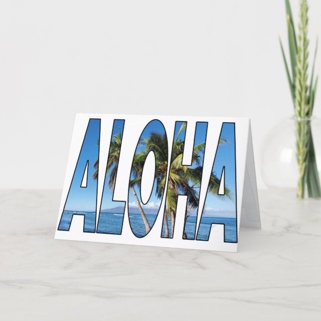 Aloha Palmer Hawaii Lahaina Typografi Blank Helgkort (Framsida)