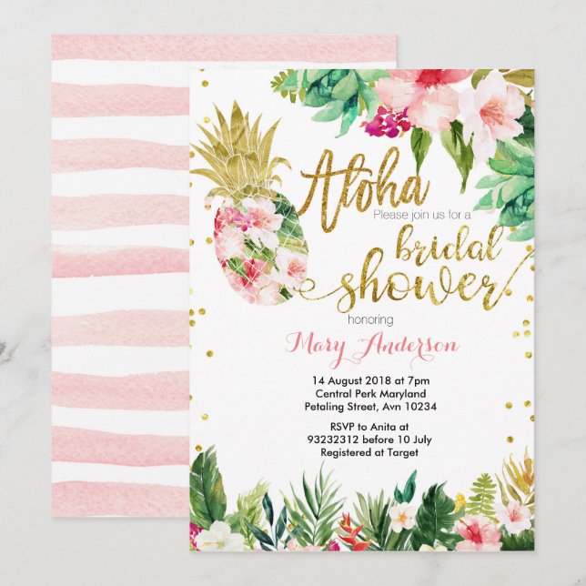 Aloha panas Inbjudningskort för möhippan (Fram/baksida)